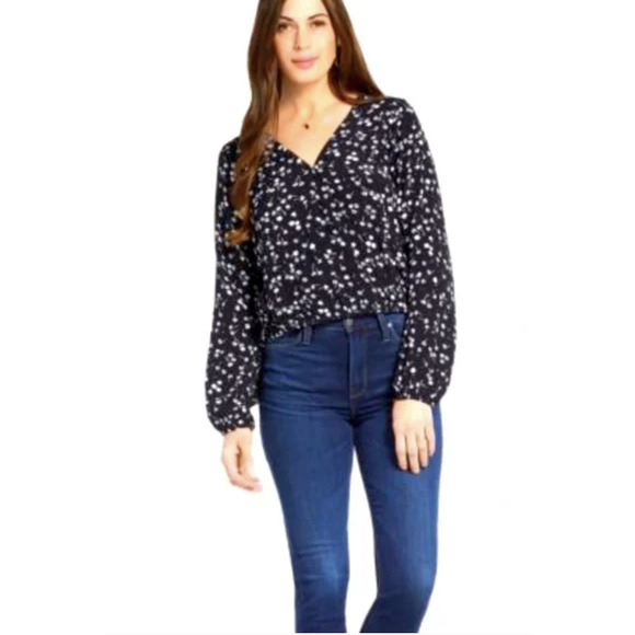 Sanctuary Cori Floral Printed Blouson Long Sleeve Wrap Surplice Blouse - Picture 2 of 8